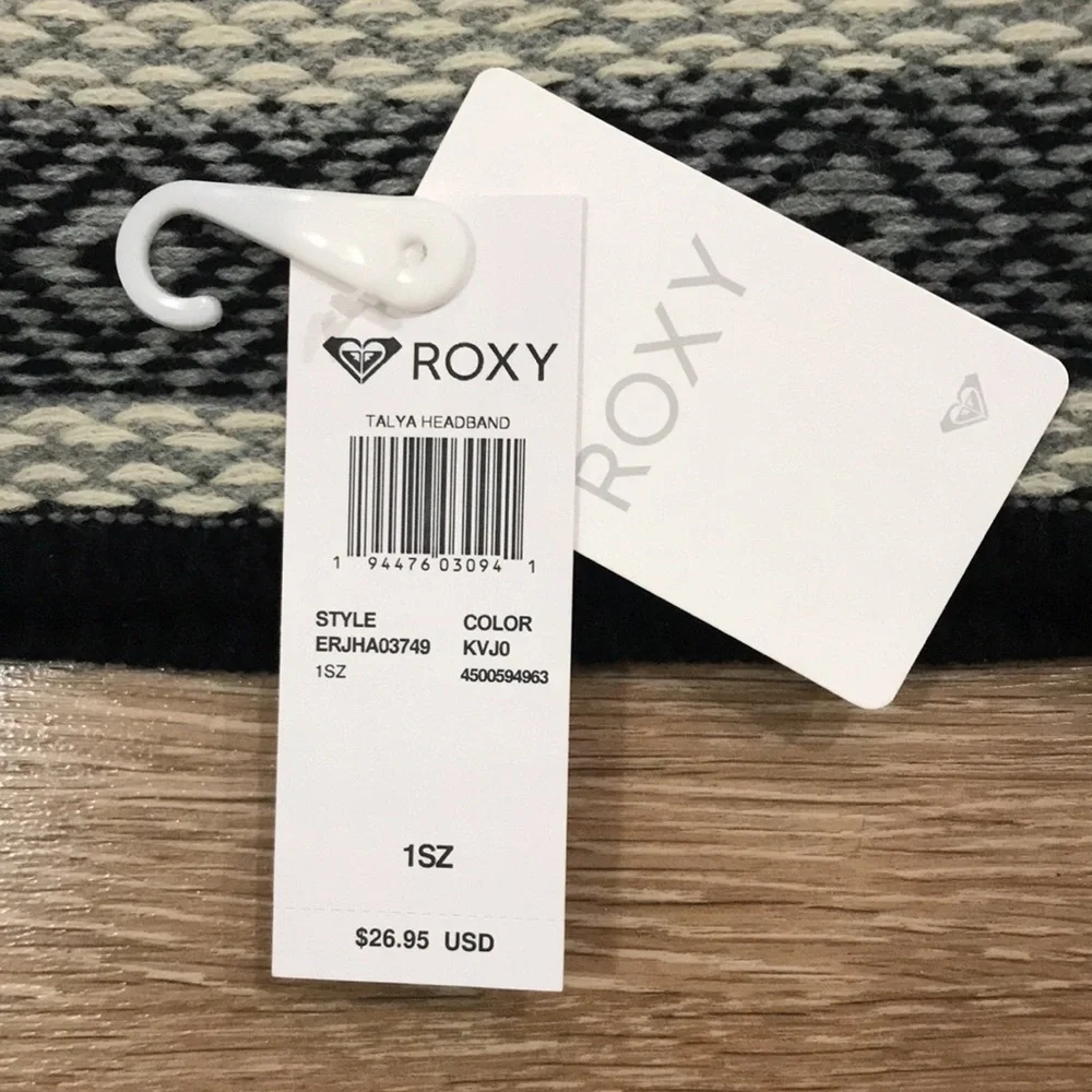 New! Roxy Tayla knit polar fleece lined headband black/white